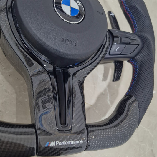 All Black Led Carbon Steering Wheel For BMW F10,F30,F80,F15,F82 and F Series bottom view