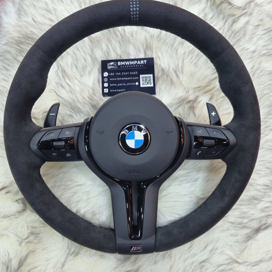 Black Full Alcantara Black Trim Steering wheel Fit Bmw F Series