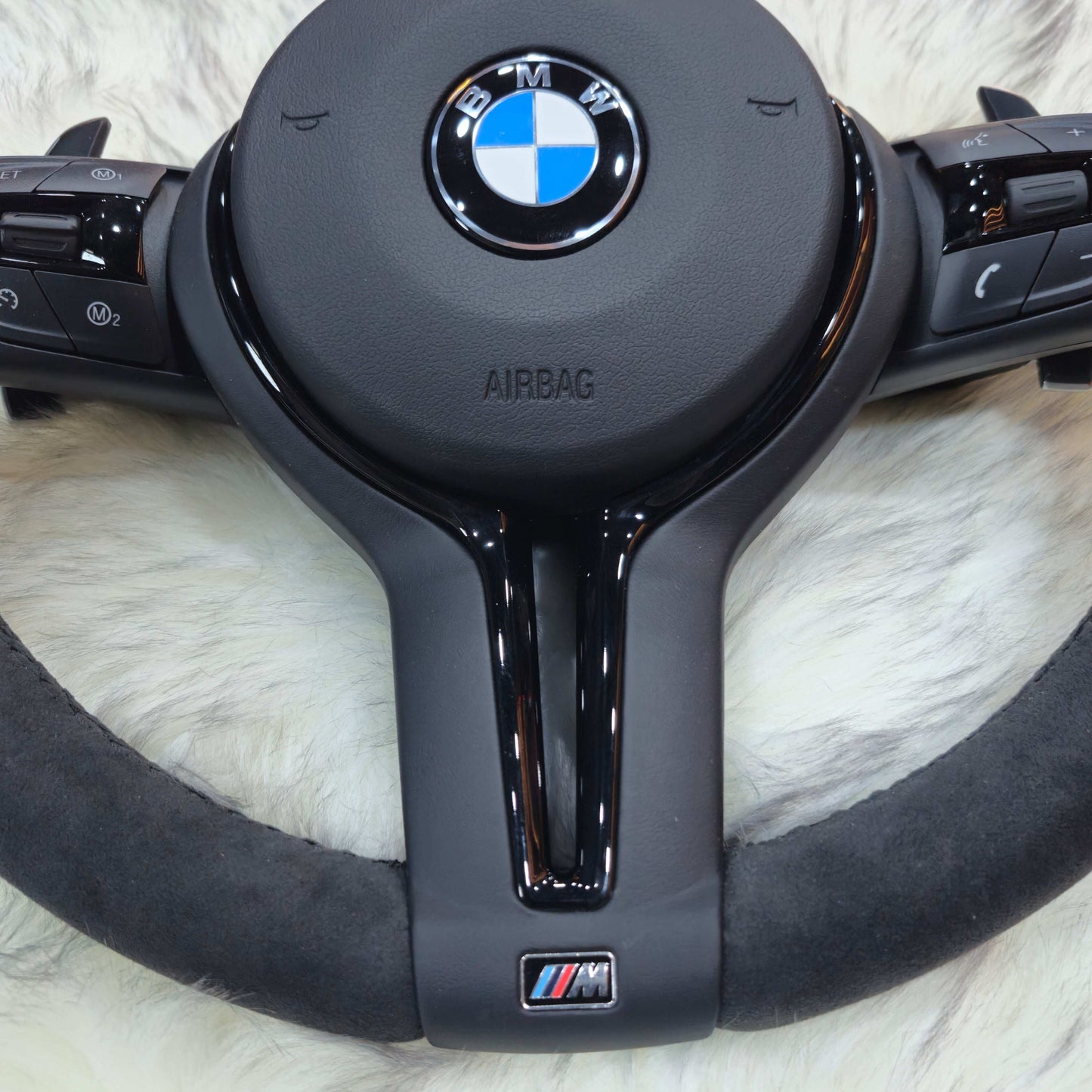 Black Full Alcantara Black Trim Steering wheel Fit Bmw F Series bottom side