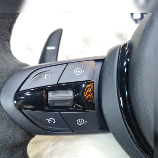 Black Full Alcantara Black Trim Steering wheel Fit Bmw F Series left hand buttoms