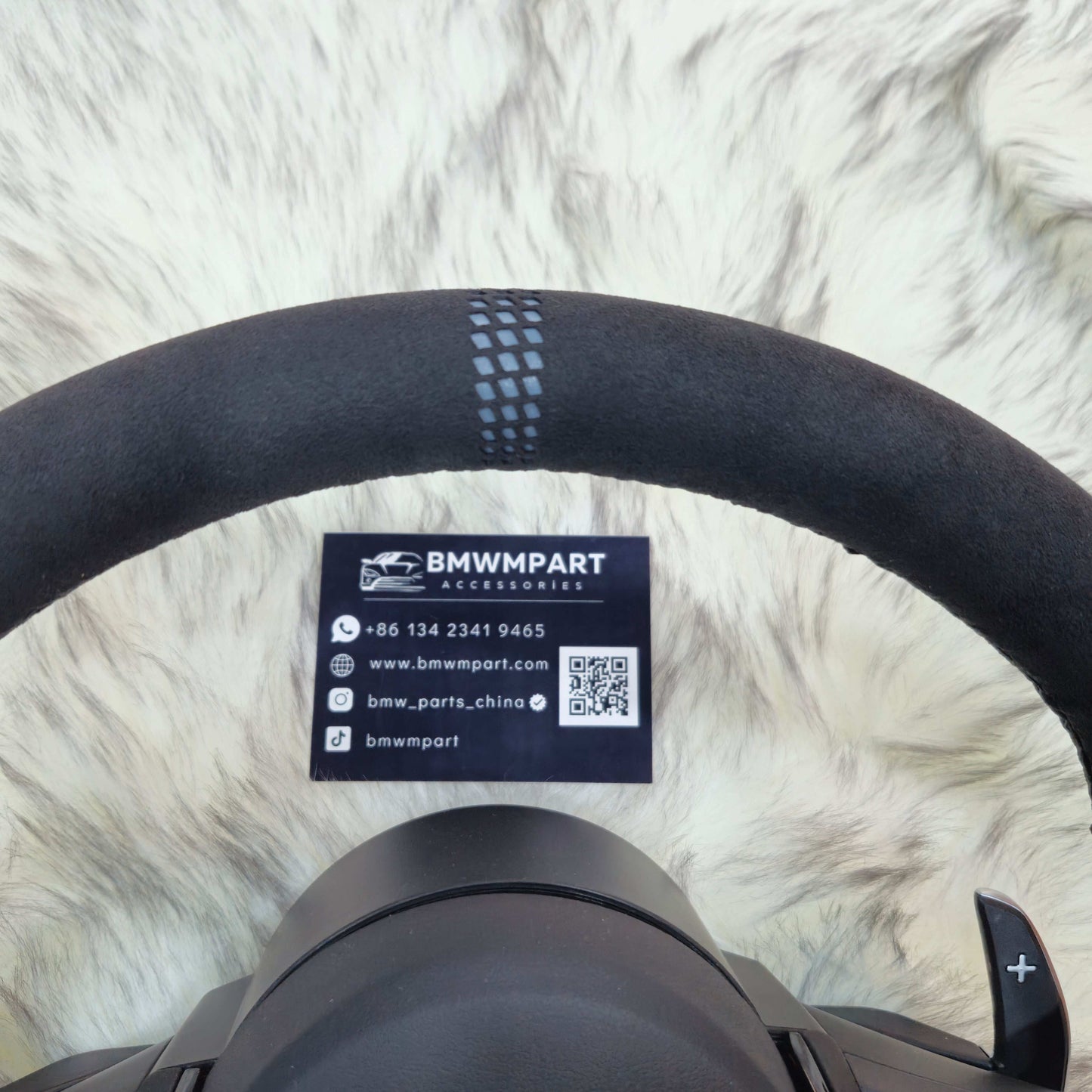 Black Full Alcantara Black Trim Steering wheel Fit Bmw F Series