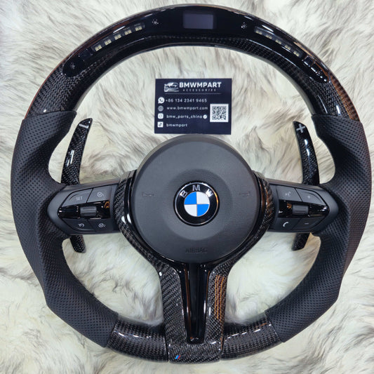 Bottom Round Carbon Steering Wheel with Led for BMW F series