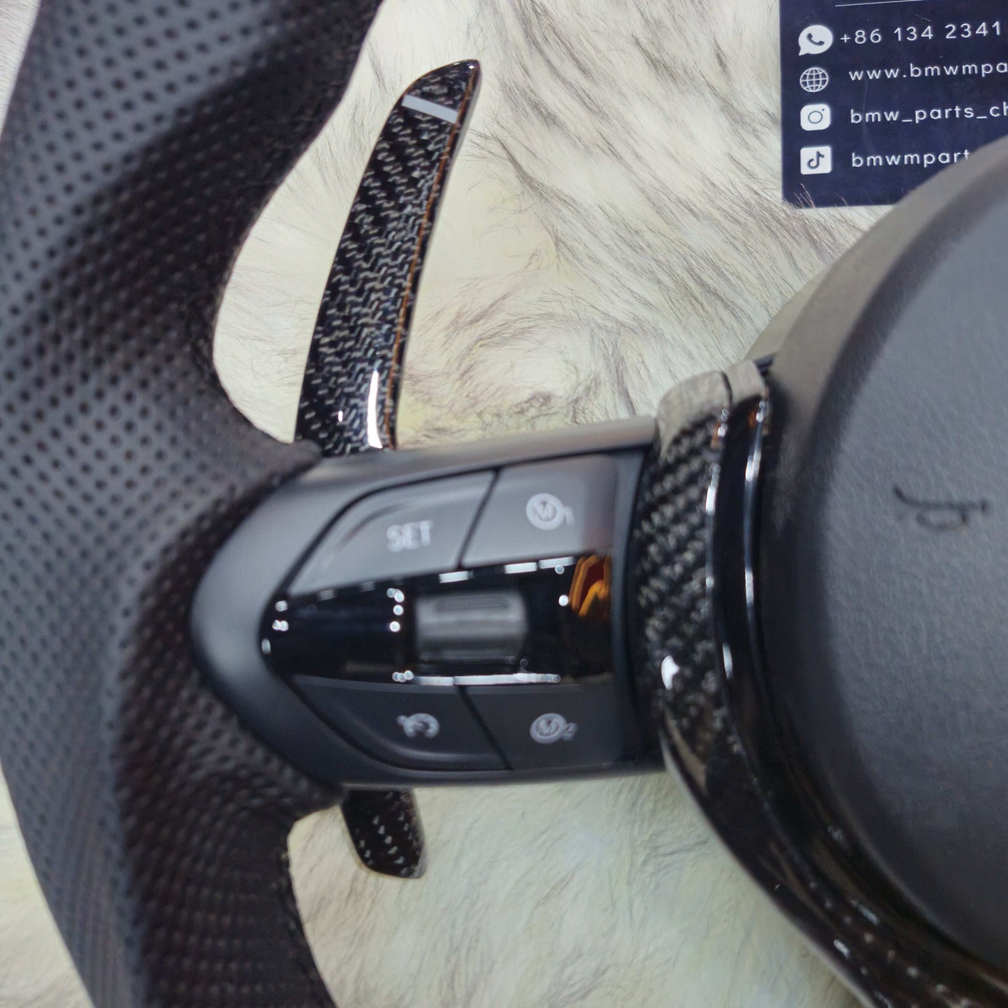 Bottom Round Carbon Steering Wheel with Led for BMW F series left side