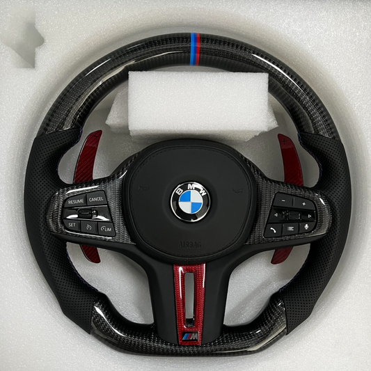Carbon Fiber Red Paddle Shifters Steering Wheel For BMW F90 G05 G20 G30 G80 G82 G Series Fit Customized upgrade Steering Wheel
