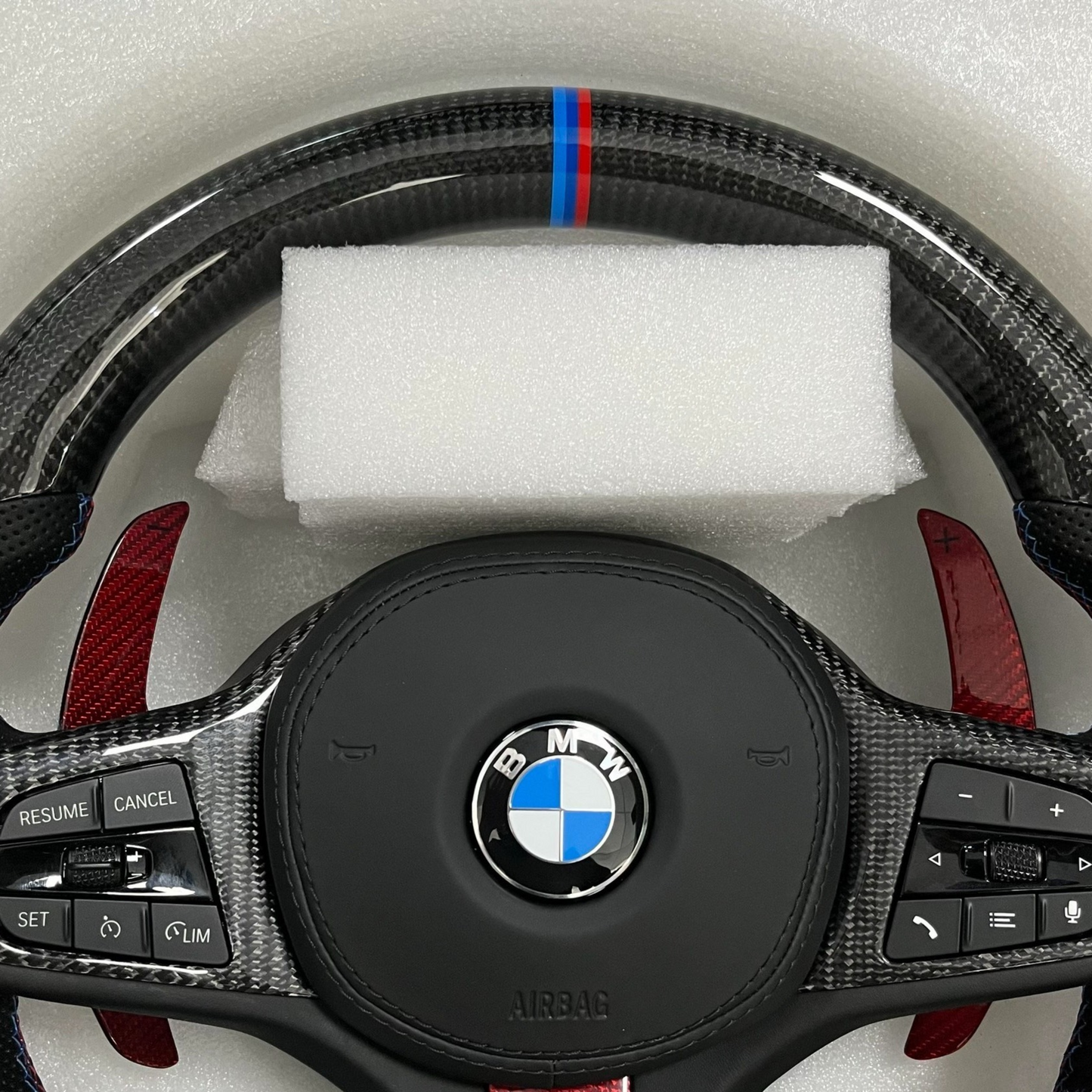 Carbon Fiber Red Paddle Shifters Steering Wheel For BMW F90 G05 G20 G30 G80 G82 G Series Fit Customized upgrade Steering Wheel upper side