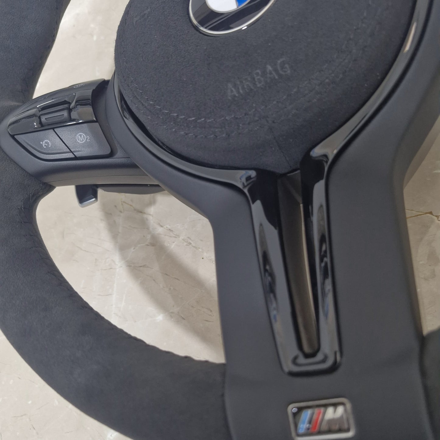 Full Black Alcantara and Alcantara airbag cover Steering Wheel For BMW F80,F15,F10,F20,F07,F30,F32 and All F Series