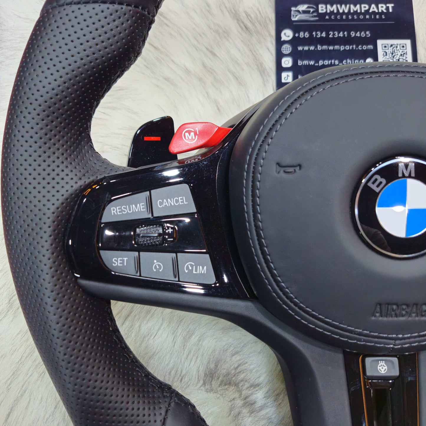 Perforated Nappa Leather Black Trim Steering Wheel for BMW G Series