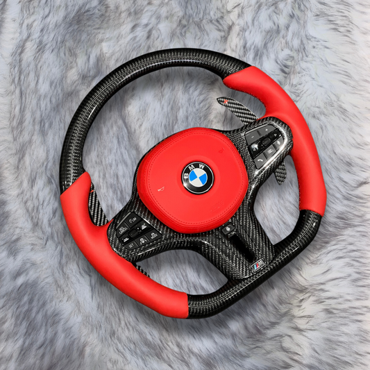Red Sides Carbon Fiber Steering Wheel For BMW F90 G05 G20 G30 G80 G82 G Series Fit Customized upgrade Steering Wheel
