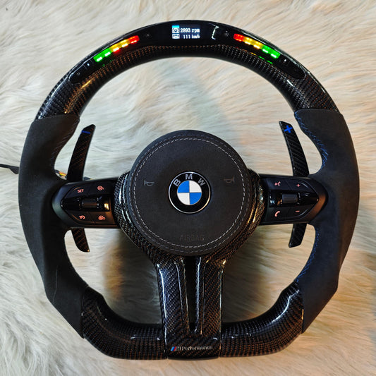 Sides Alcantara and alcantara Airbag cover Carbon Fiber with Led Steering Wheel For BMW F87,F10,F30,F20,F80 And F Series