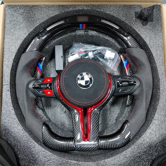 Steering Wheel Fit for BMW F01 F07 F10 F20 F82 F36 F32 F12 F30 M Sport LED With Alcantara Carbon Fiber Steering Wheel