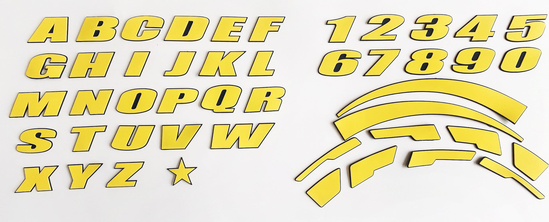 car tire letter sticker English alphanumeric three-color with black background three-dimensional pvc material 3D