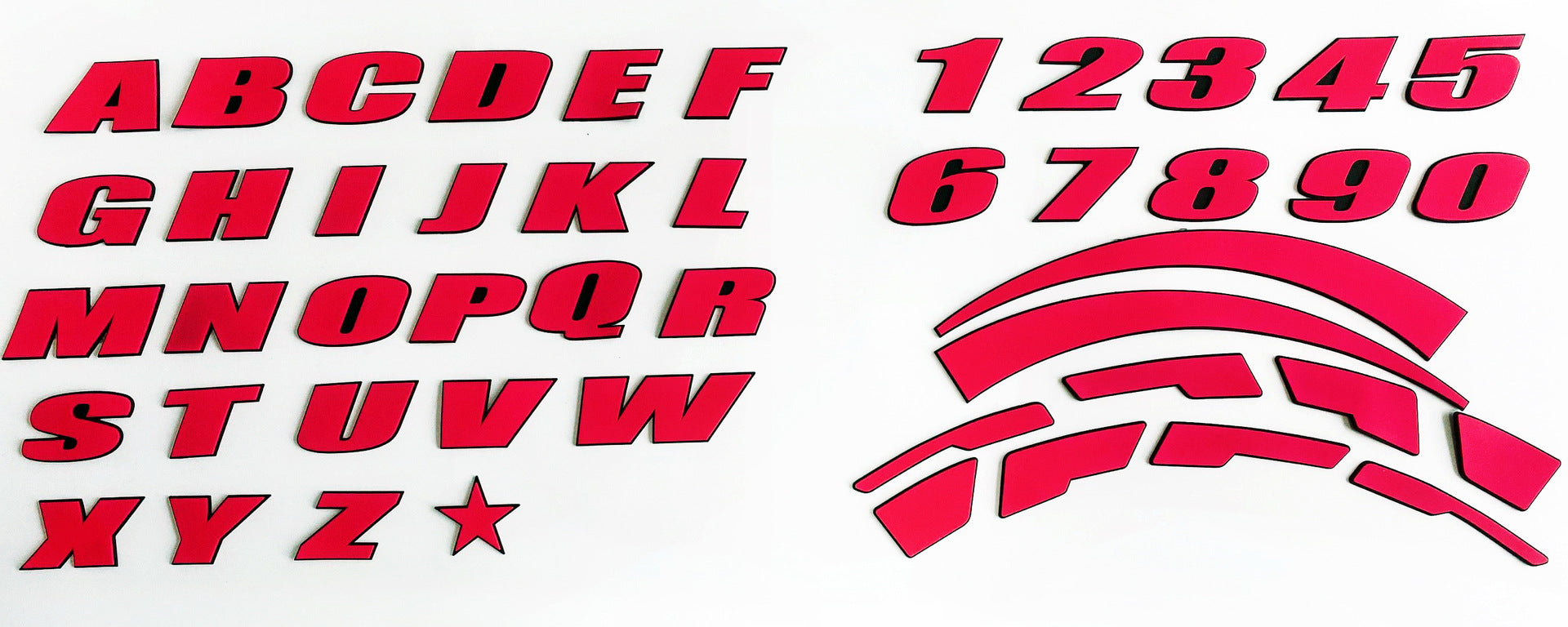 car tire letter sticker English alphanumeric three-color with black background three-dimensional pvc material 3D