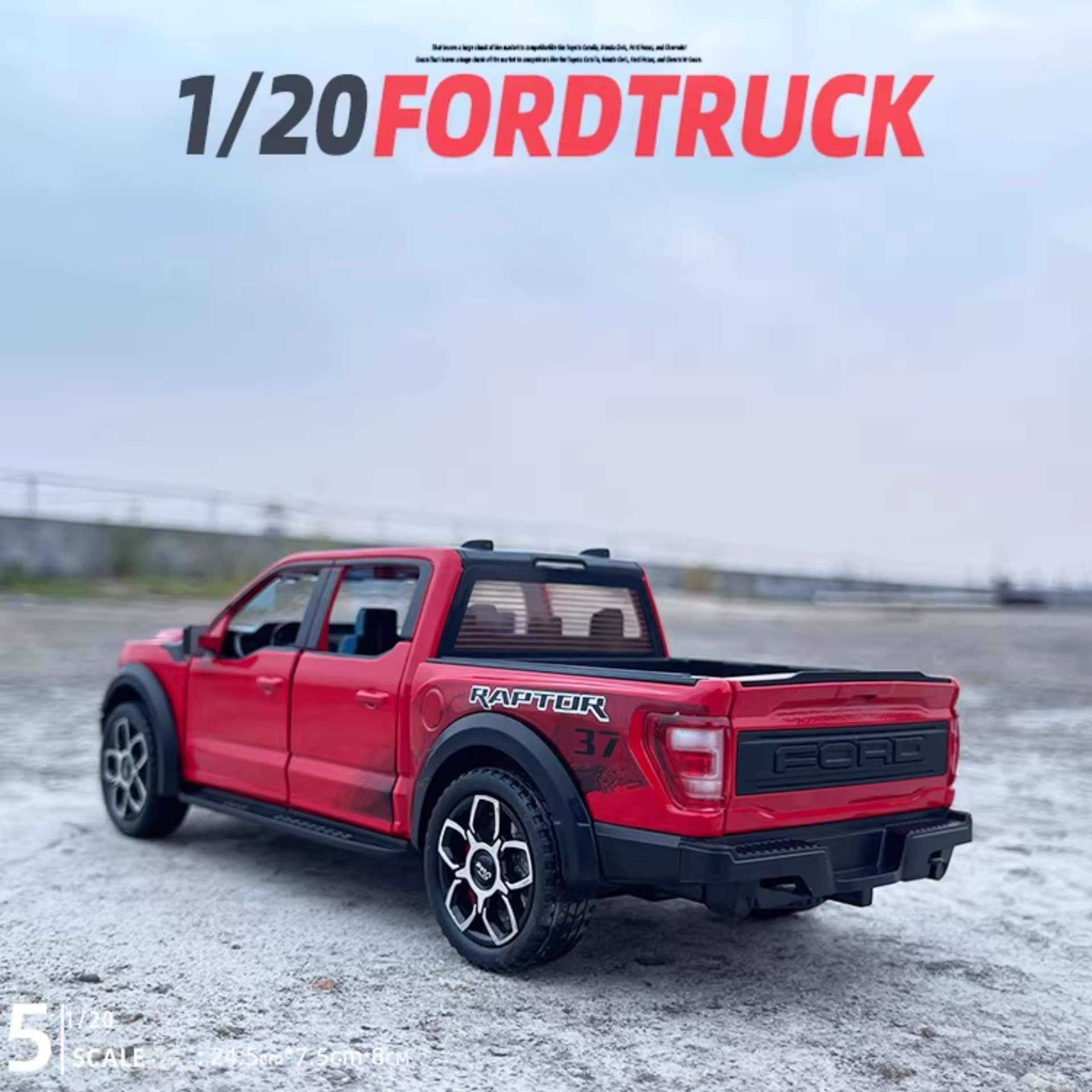 1:20 Ford Raptor Off-Road Pickup Diecast Model – Custom License Plate Edition