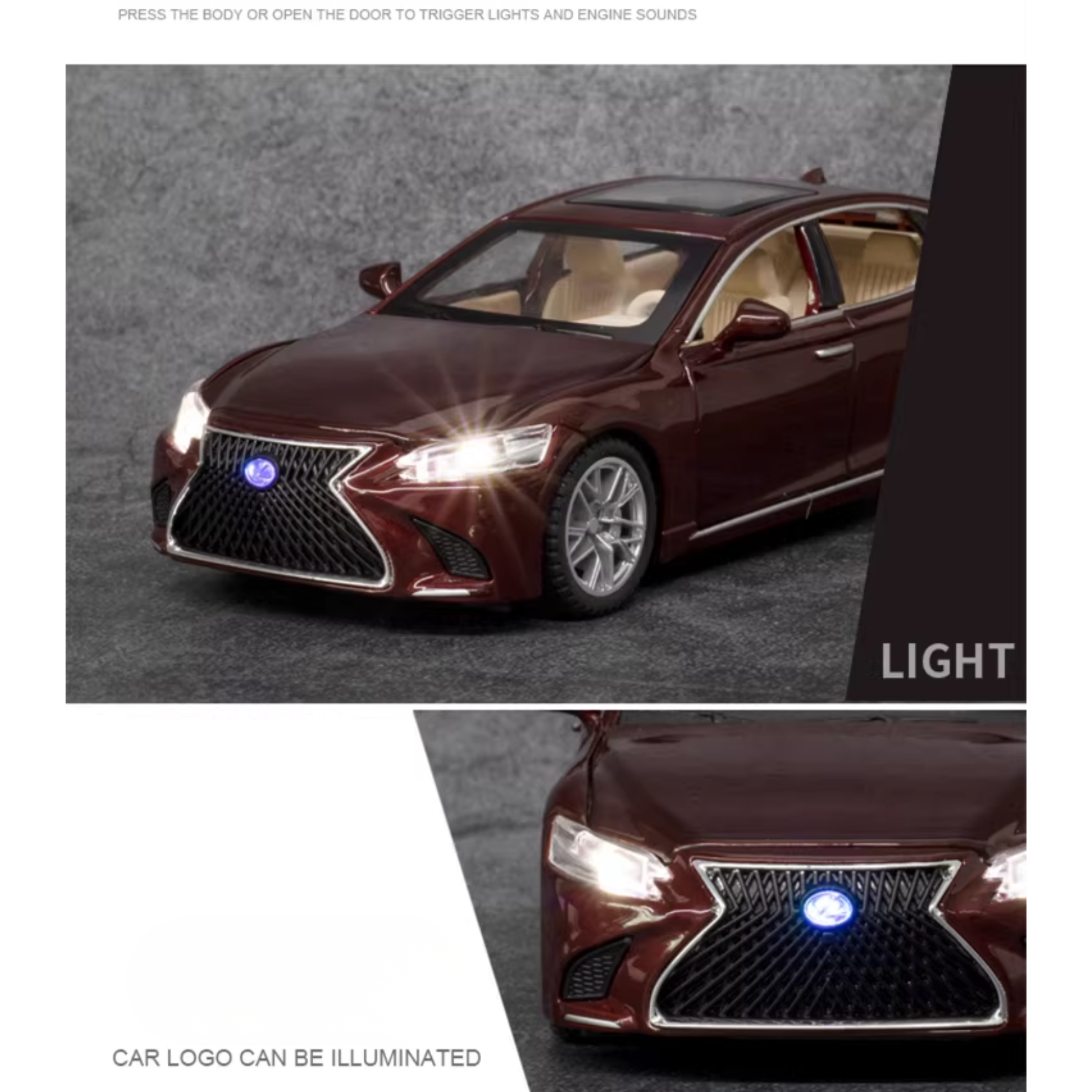 1:32 simulation of Lexus LS500h alloy sedan model, Lexus car ornaments, sound and light pull back toy car