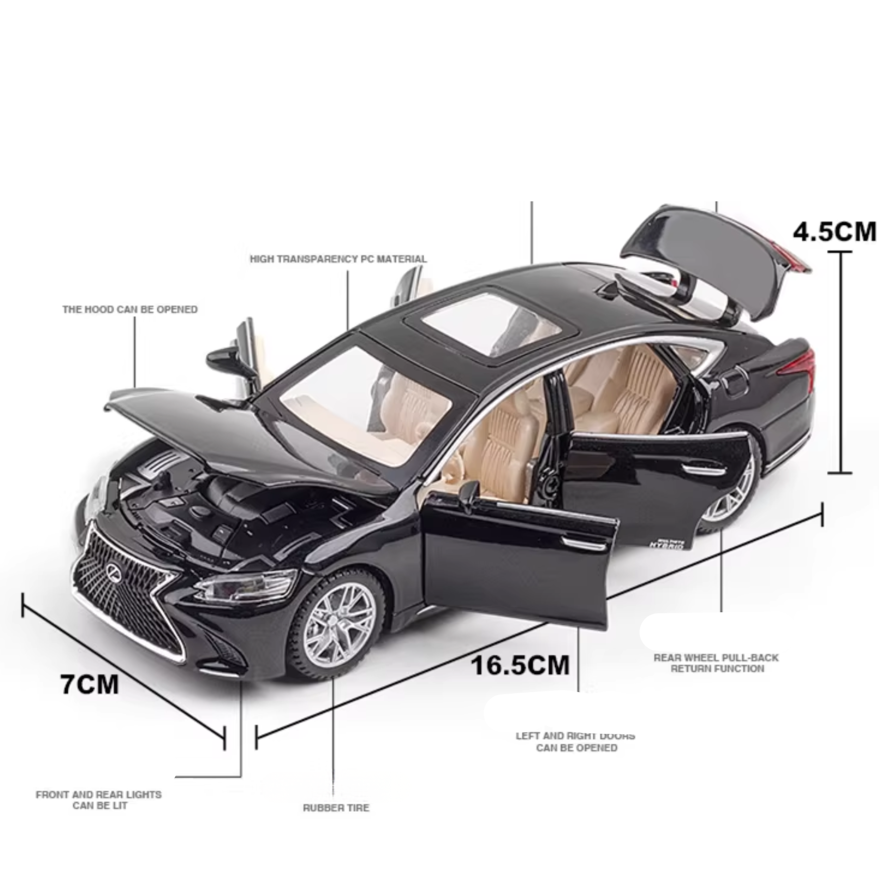 1:32 simulation of Lexus LS500h alloy sedan model, Lexus car ornaments, sound and light pull back toy car