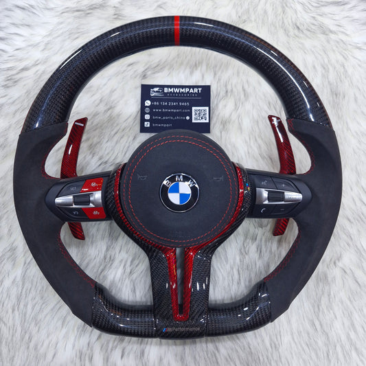 Carbon Fiber with Alcantara Red Carbon Trim Steering wheel For BMW F Series
