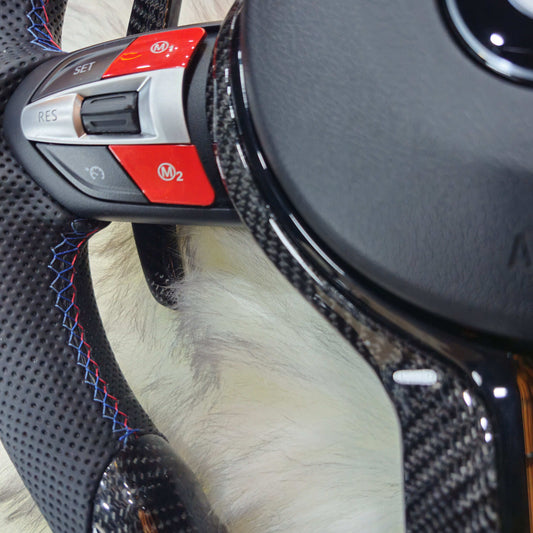 Carbon Fiber  with Led Steering wheel M1 M2 Red Buttons For BMW F Series left side