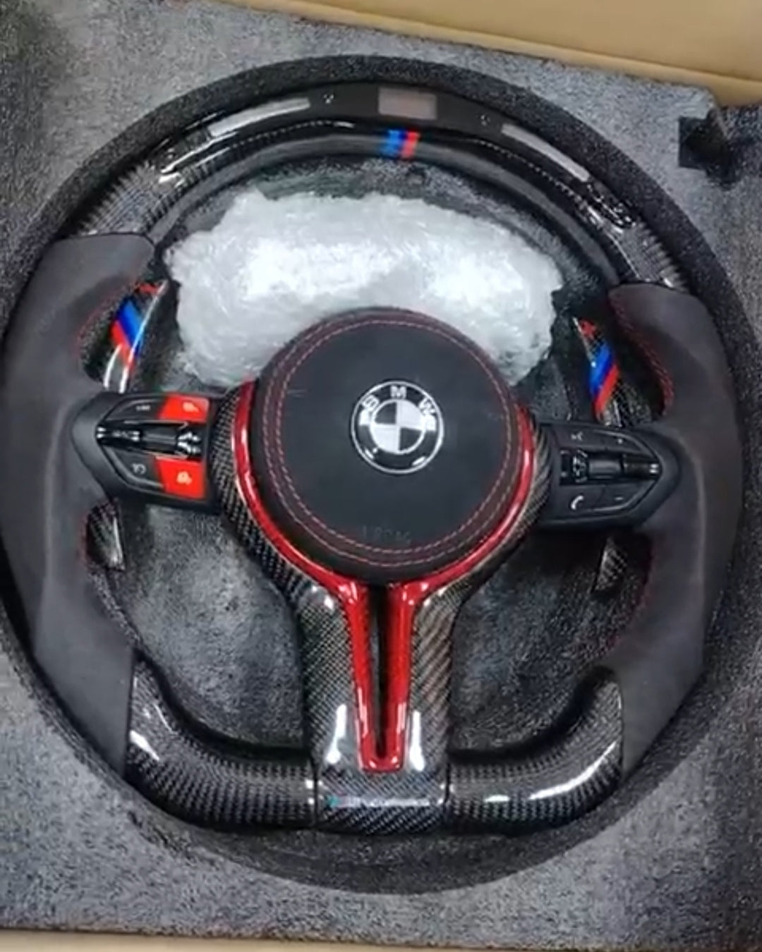 Steering Wheel Fit for BMW F01 F07 F10 F20 F82 F36 F32 F12 F30 M Sport LED With Alcantara Carbon Fiber Steering Wheel