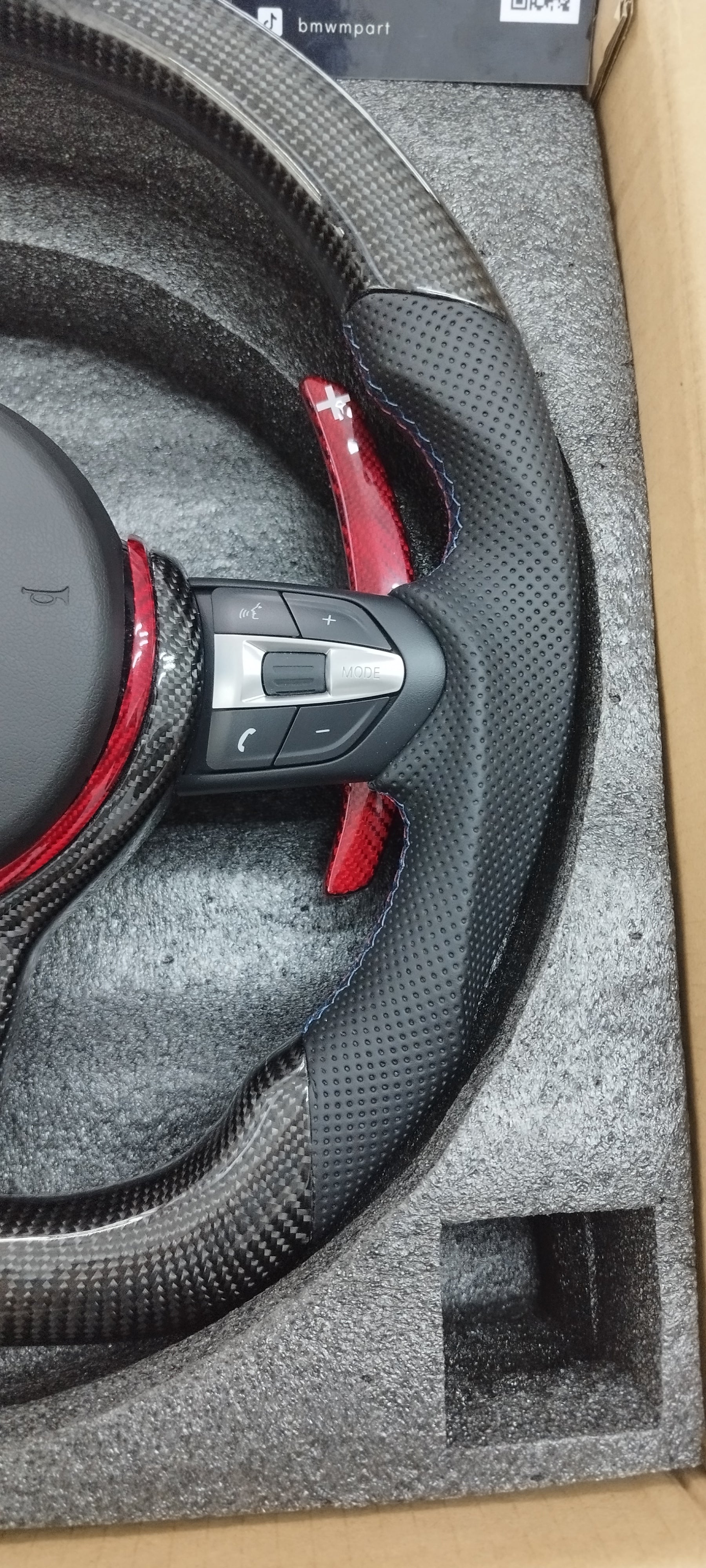 Red Carbon Paddle shifters M1 M2 Red Buttons  Carbon Fiber Steering Wheel For BMW F Series