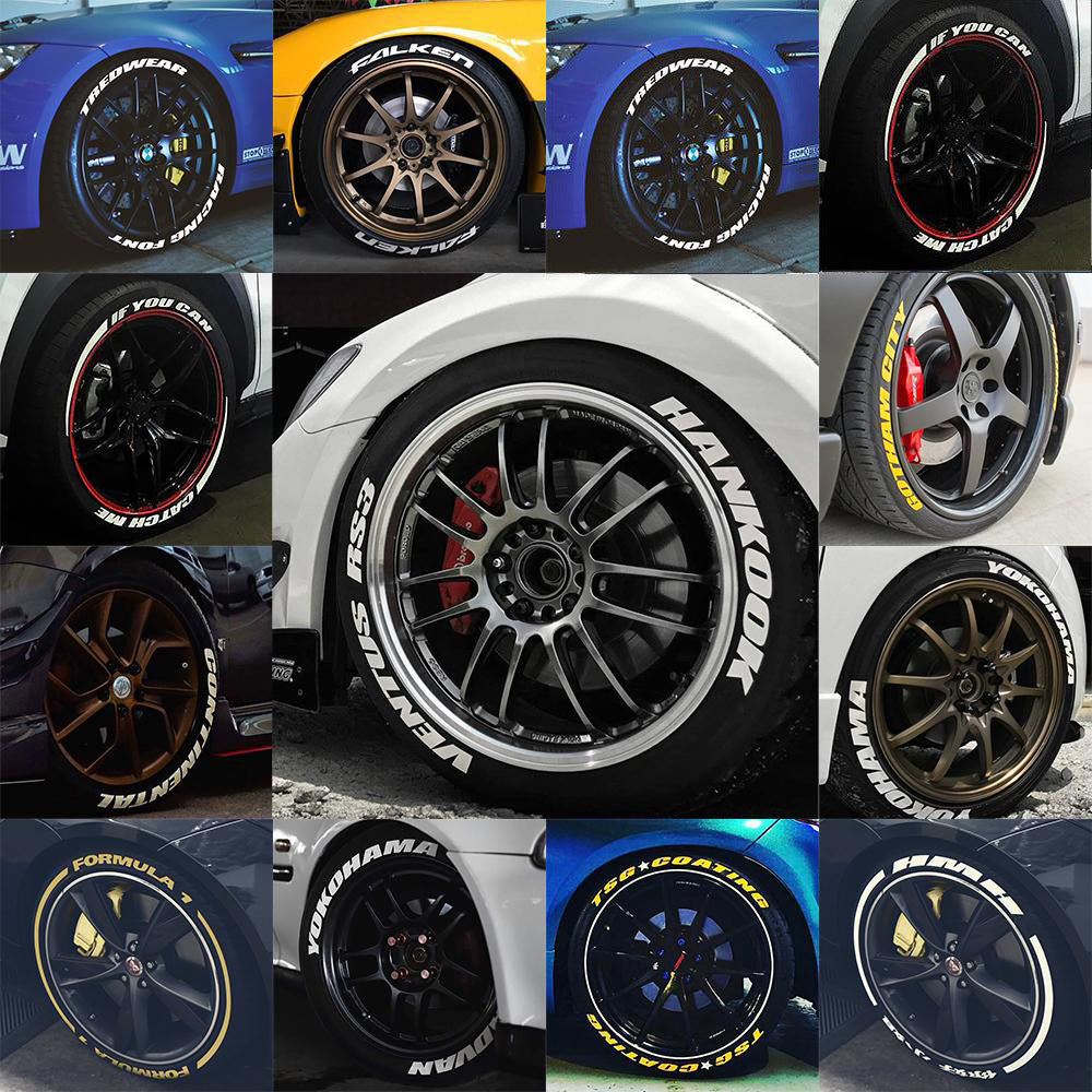 car tire letter sticker English alphanumeric three-color with black background three-dimensional pvc material 3D