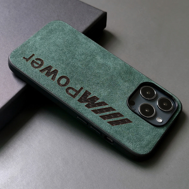 Alcantara iPhone Case with Carbon Fiber Logo – M Power / AMG Style Luxury Protective Cover