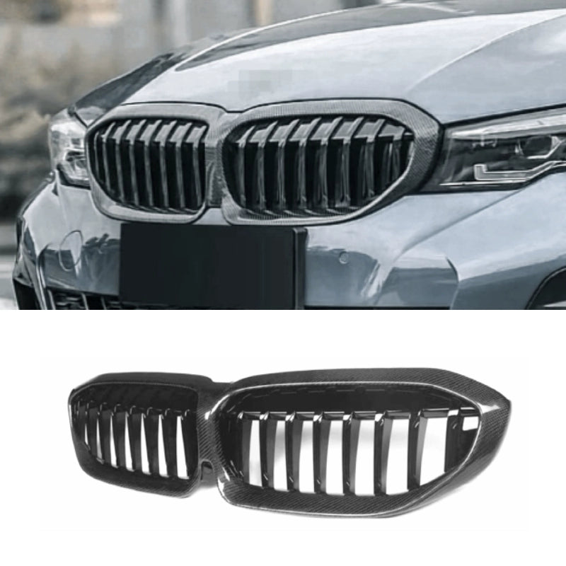 suitable for BMW 20-22 years 3 Series China Grid modification Bright Black Night G20 carbon pattern G28 electroplated star lighted grille