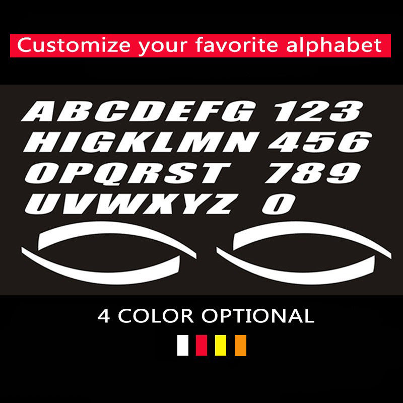 car tire letter sticker English alphanumeric three-color with black background three-dimensional pvc material 3D