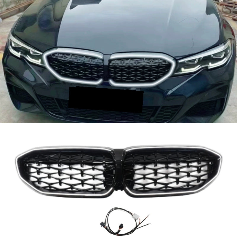 suitable for BMW 20-22 years 3 Series China Grid modification Bright Black Night G20 carbon pattern G28 electroplated star lighted grille