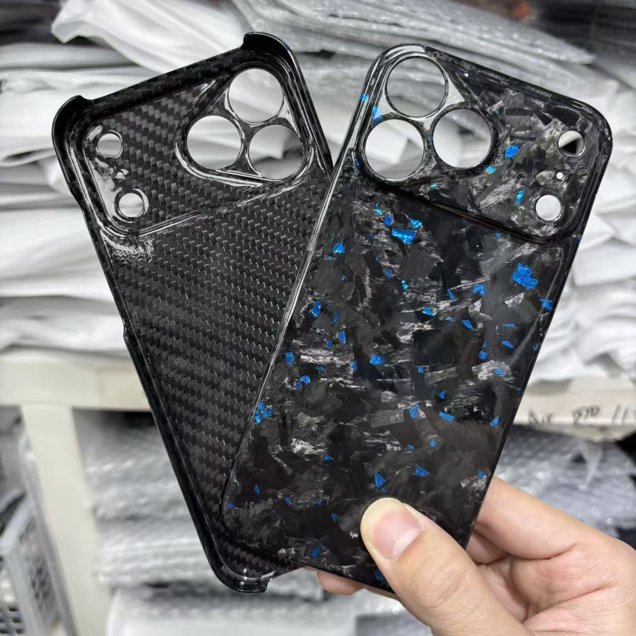 Forged Carbon Fiber iPhone Case – Luxury Green Flake Design | Shockproof & Slim Fit
