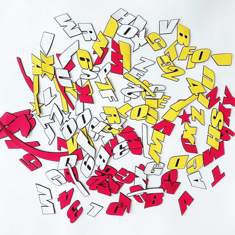 car tire letter sticker English alphanumeric three-color with black background three-dimensional pvc material 3D