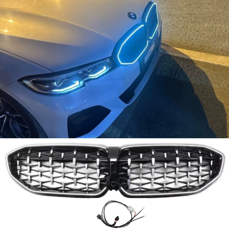 suitable for BMW 20-22 years 3 Series China Grid modification Bright Black Night G20 carbon pattern G28 electroplated star lighted grille