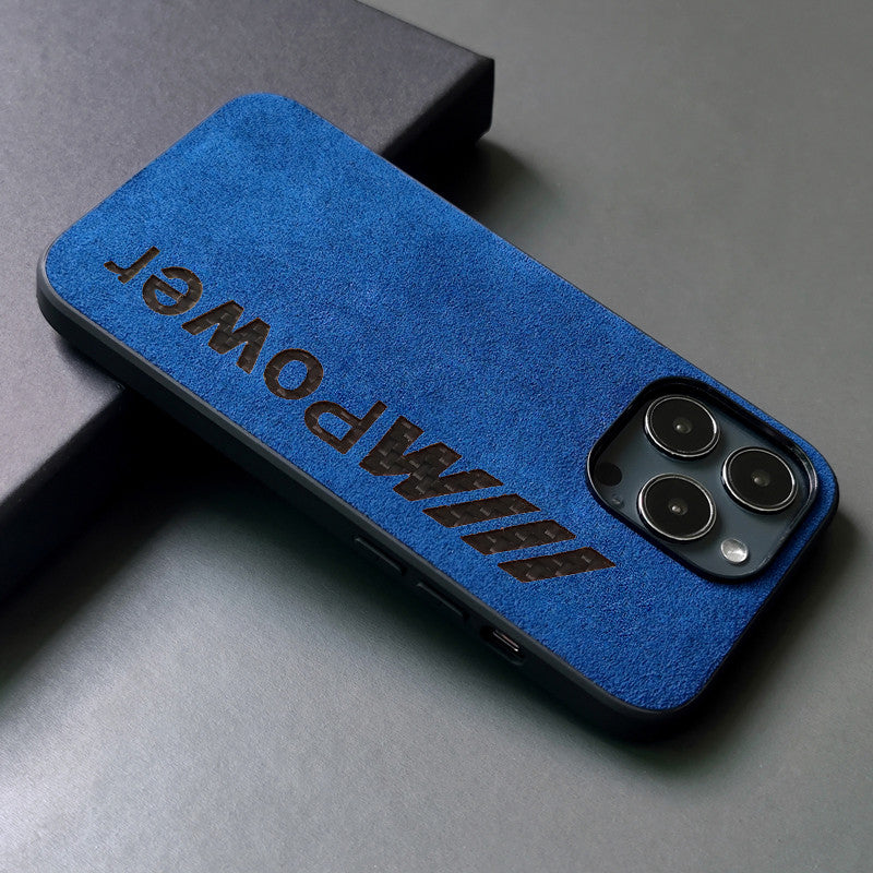 Alcantara iPhone Case with Carbon Fiber Logo – M Power / AMG Style Luxury Protective Cover