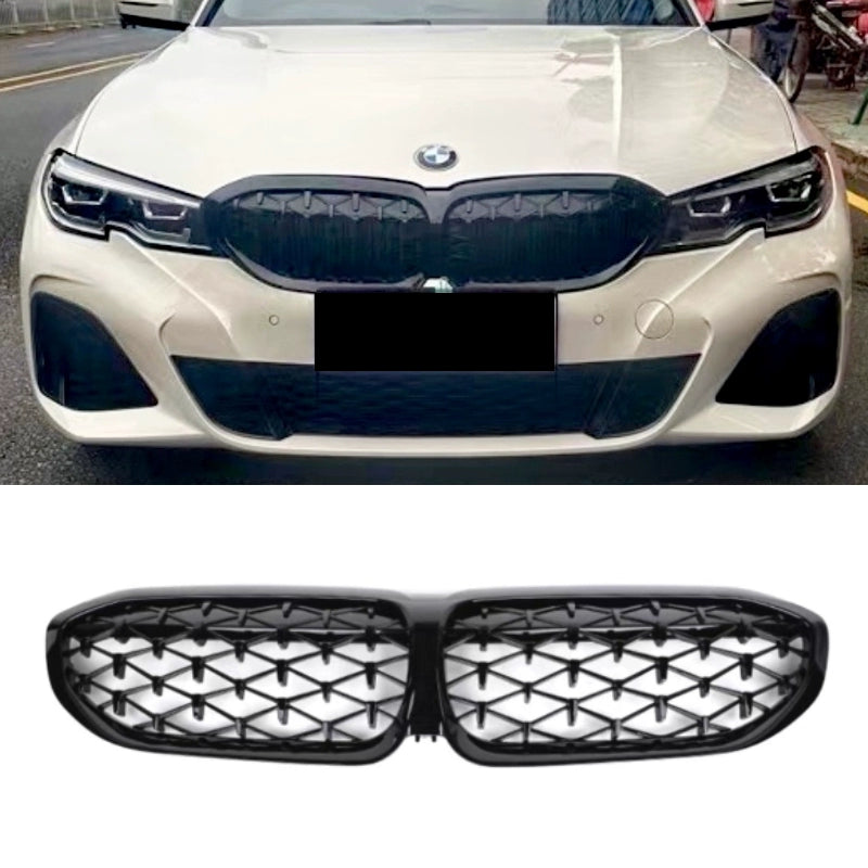 suitable for BMW 20-22 years 3 Series China Grid modification Bright Black Night G20 carbon pattern G28 electroplated star lighted grille