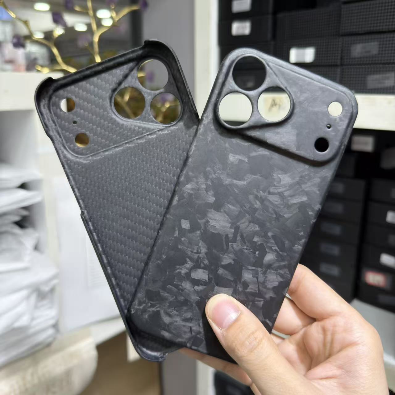 Forged Carbon Fiber iPhone Case – Luxury Green Flake Design | Shockproof & Slim Fit