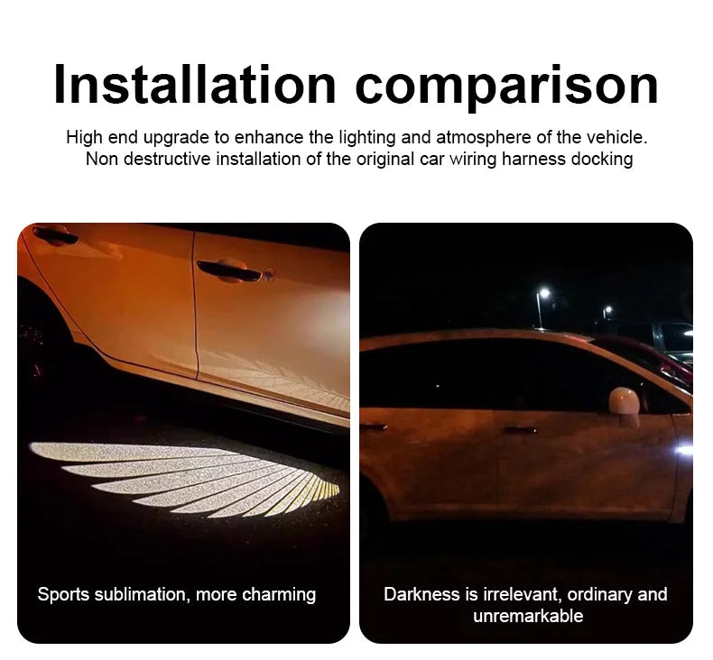 LED lamp rearview mirror Angel wing welcome lamp Angel wing carpet projector car accessories rearview mirror