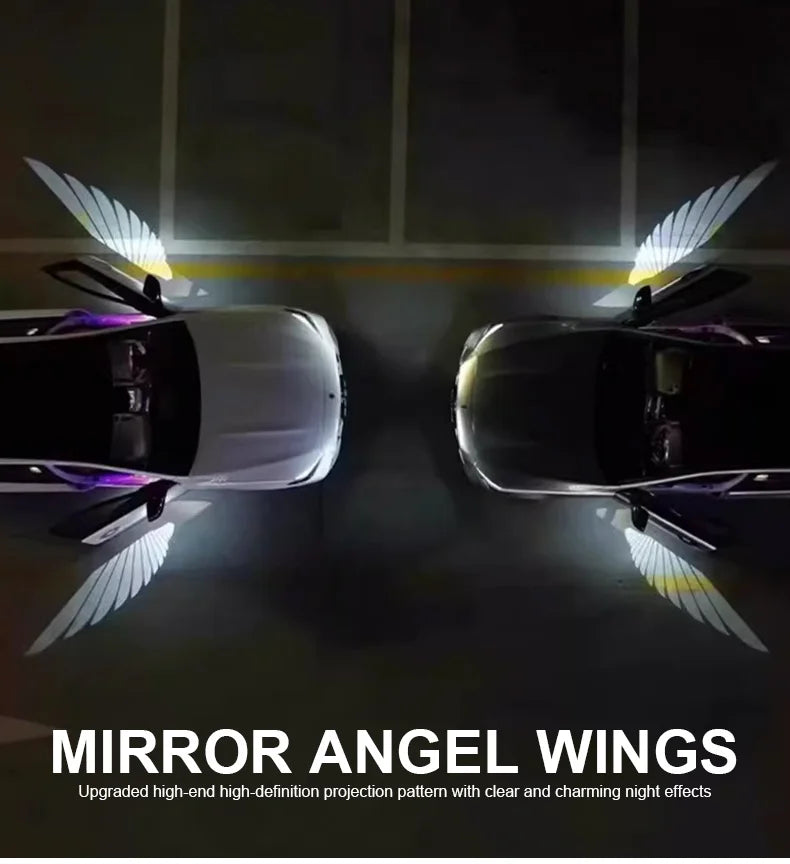 LED lamp rearview mirror Angel wing welcome lamp Angel wing carpet projector car accessories rearview mirror