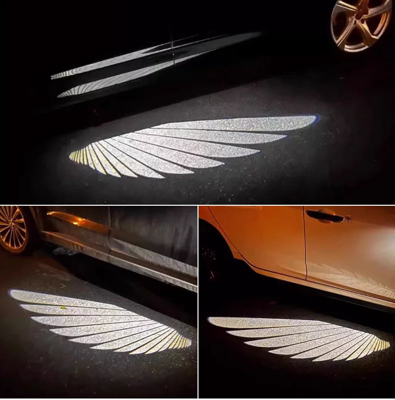 LED lamp rearview mirror Angel wing welcome lamp Angel wing carpet projector car accessories rearview mirror