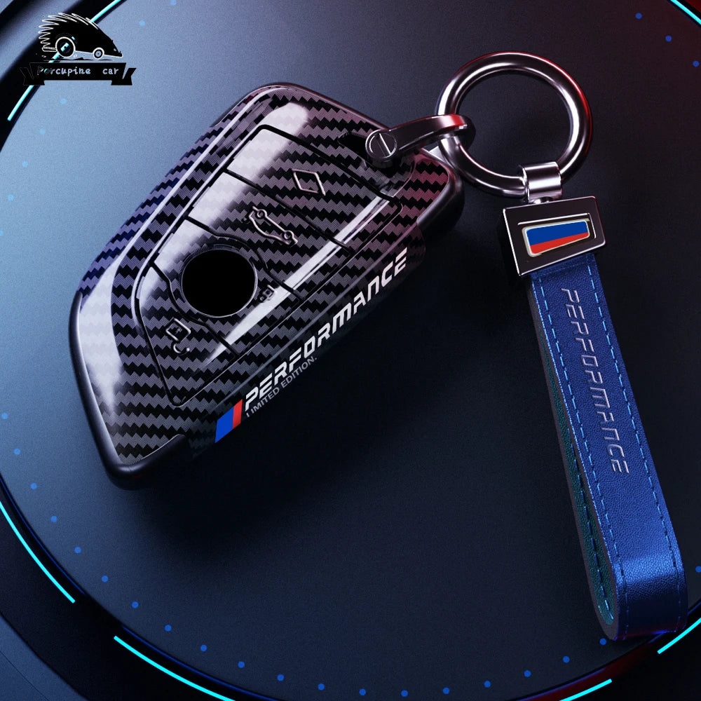 Carbon fiber Car Key Cover Case Shell For BMW X1 X3 X5 X6 X7 1 3 5 6 Series G20 G30 G11 F15 F16 G01 G02 F48 Keychain Accessories