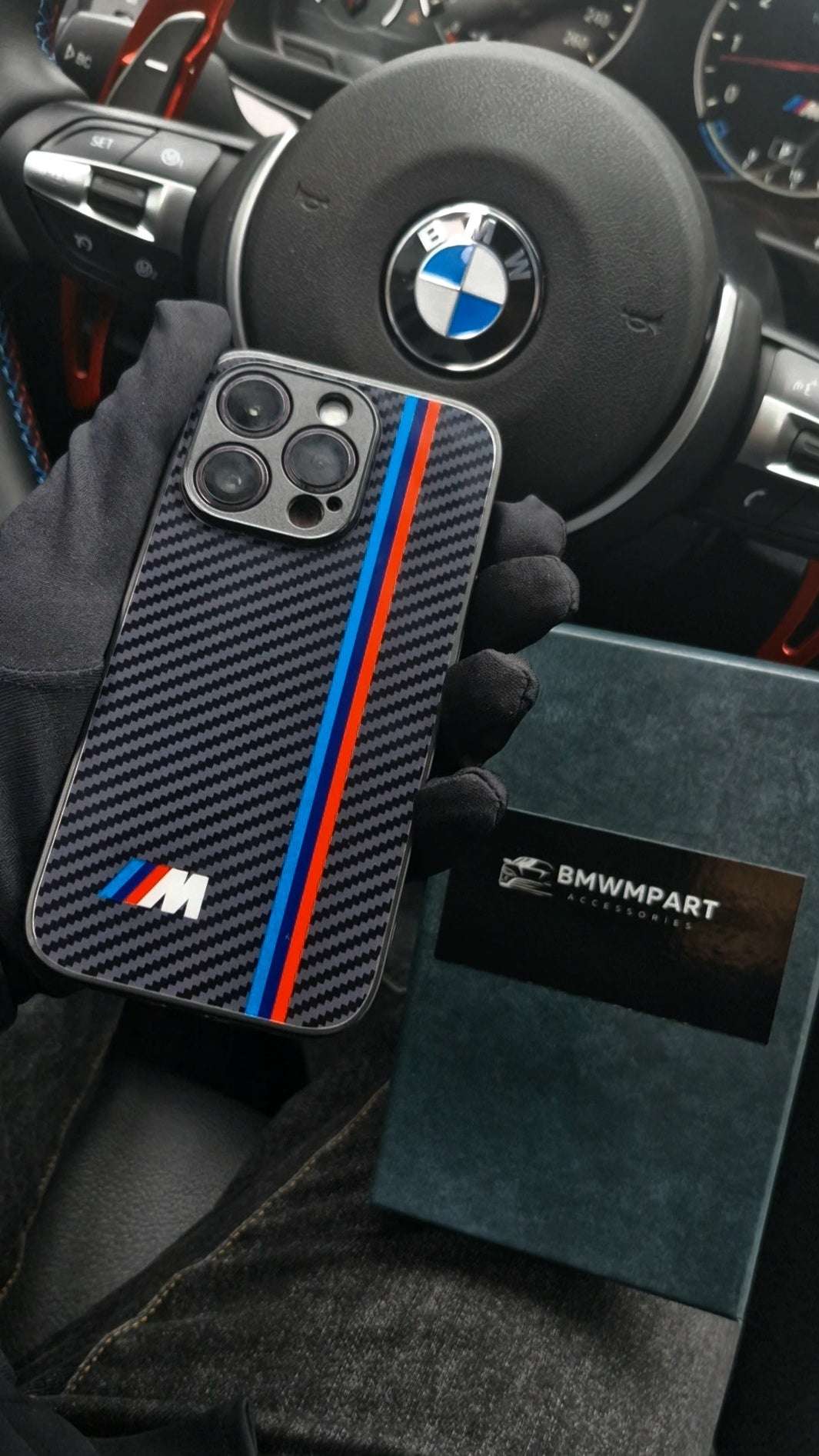 BMW M Glass Carbon Look Fiber Case