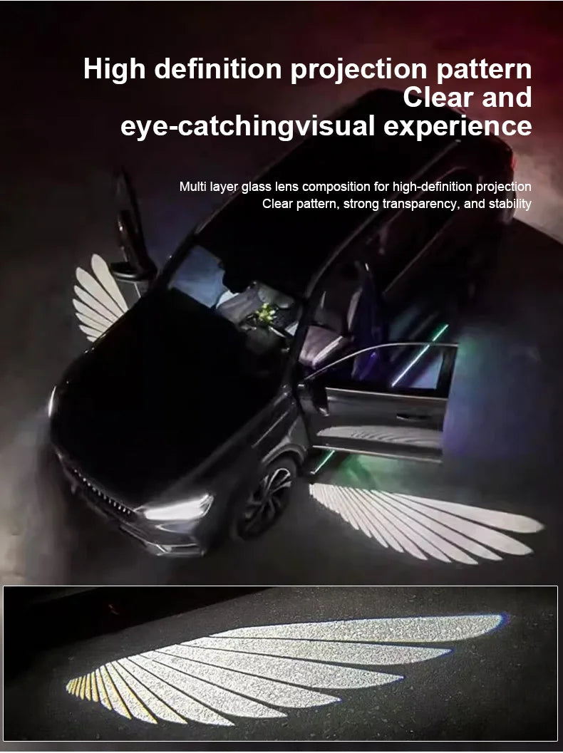 LED lamp rearview mirror Angel wing welcome lamp Angel wing carpet projector car accessories rearview mirror