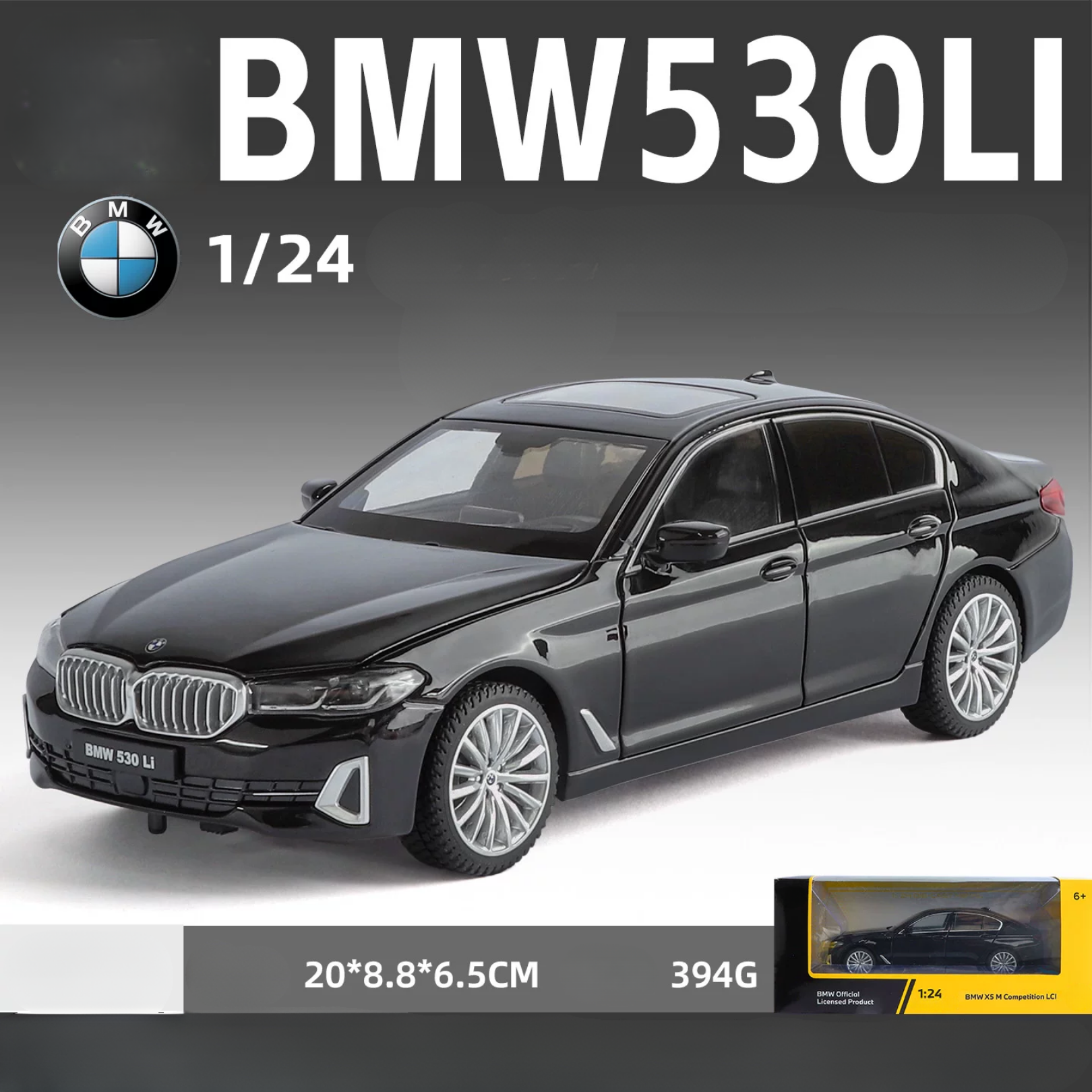 1:24 Genuine Authorized BMW 5 Series 530Li Diecast Model Car  With Custom License Plate