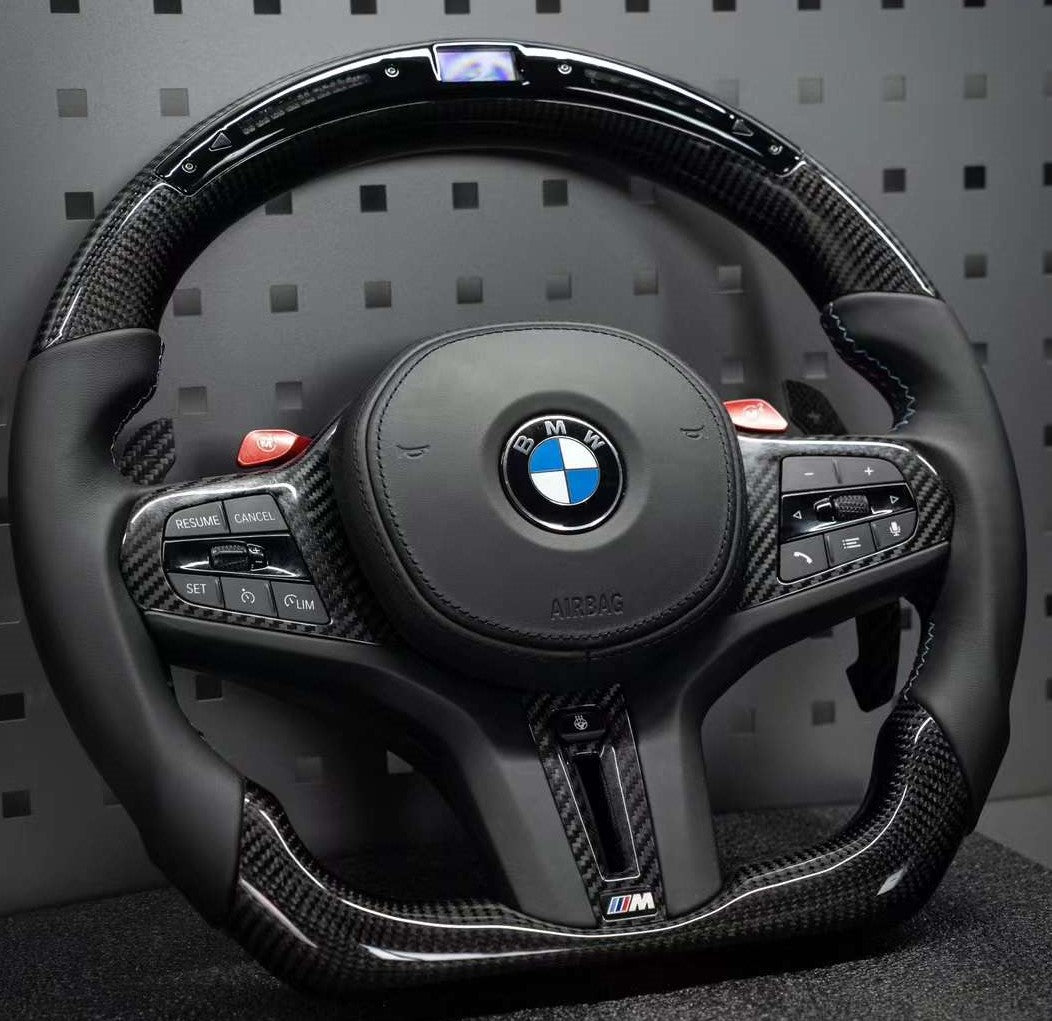 Custom Steering Wheel for BMW  M3 M4 M5  G30 F90 and G Series Carbon Fiber with Led