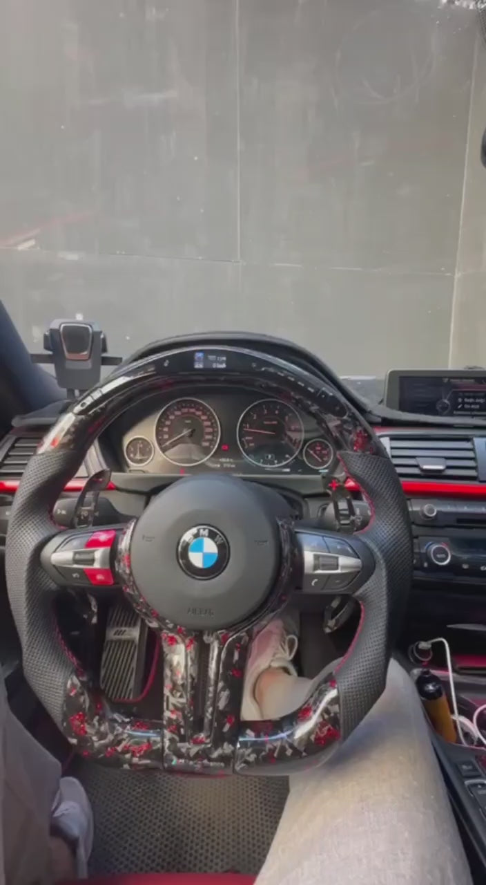 Forged Red Carbon Led with  Steering wheel For BMW F Series