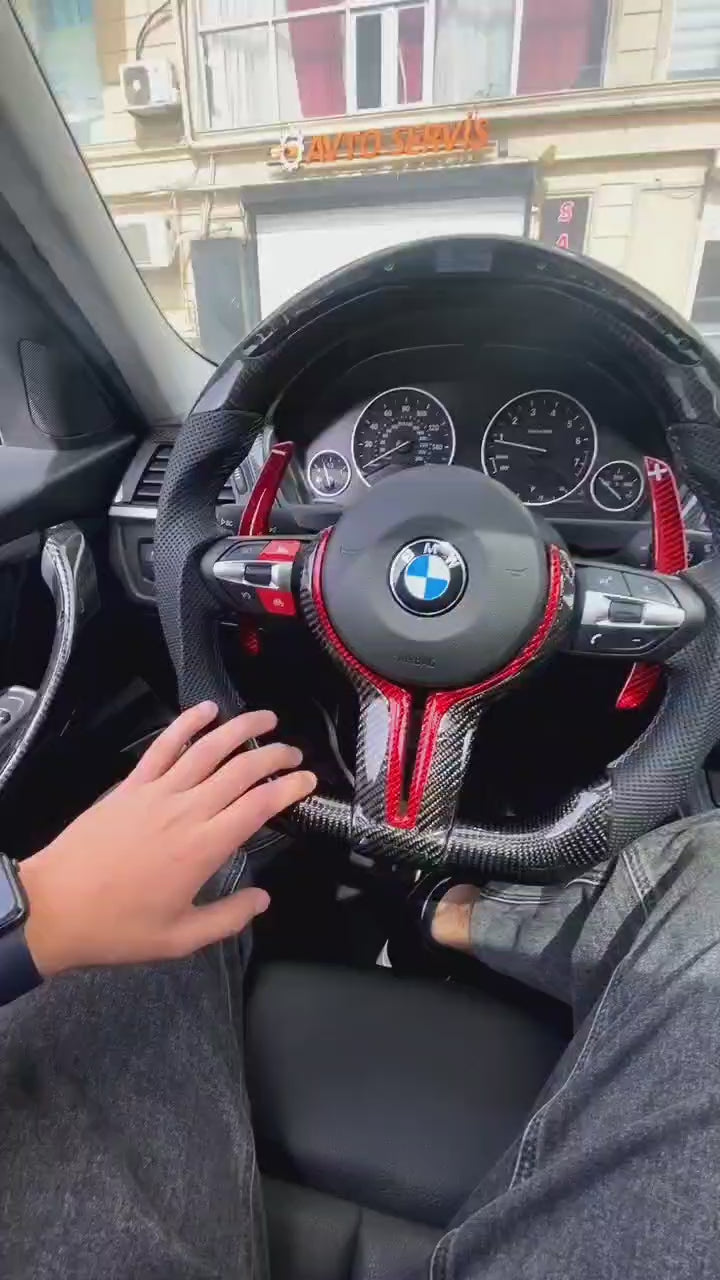 Carbon Fiber Red Trim with Led Steering Wheel for BMW F Series
