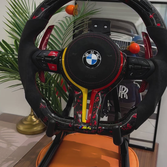 Forged Red Carbon Steering Wheel with Led For BMW F Series