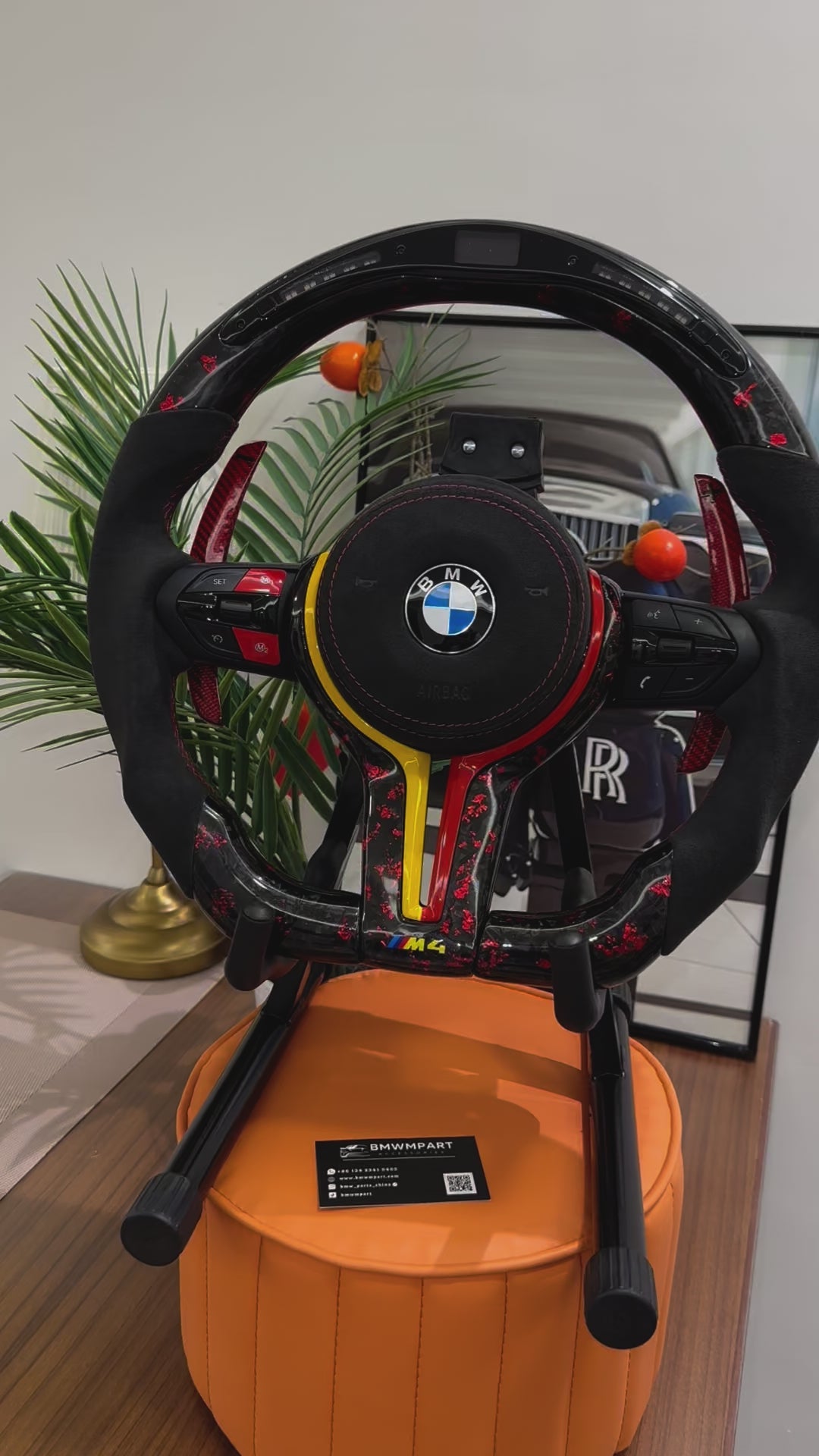 Forged Red Carbon Steering Wheel with Led For BMW F Series