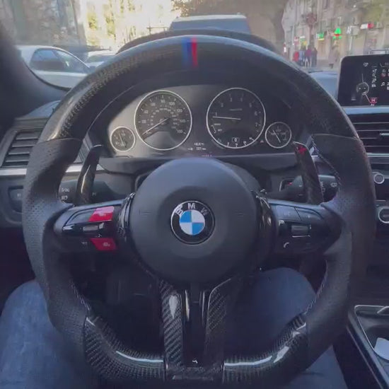 All Black M Performance Steering Wheel For BMW F30,F10,F32,F82,F87,F15,F20,F07,F80,F36 And F Series in car