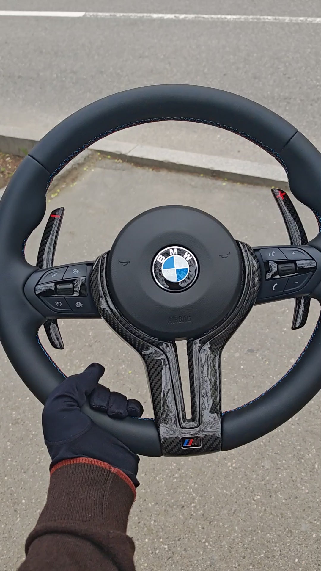 Black M Sport  Carbon Trim and Paddle Shifters   Steering Wheel For BMW F80,F15,F10,F20,F07,F30,F32 and  All F Series