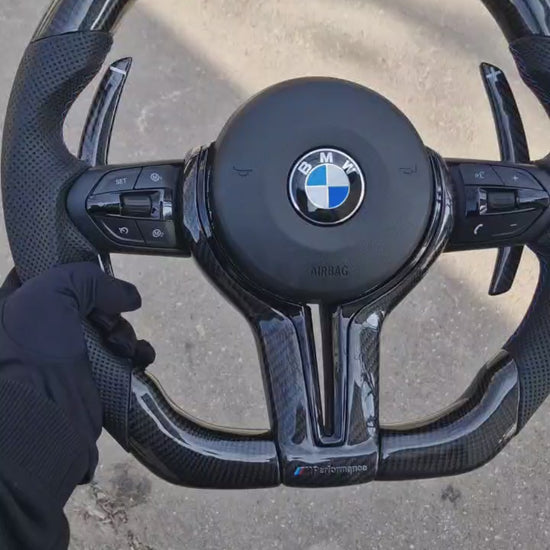 All Black Led Carbon Steering Wheel For BMW F10,F30,F80,F15,F82 and F Series 