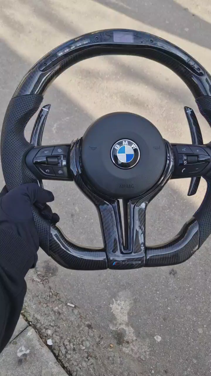 All Black Led Carbon Steering Wheel For BMW F10,F30,F80,F15,F82 and F Series 